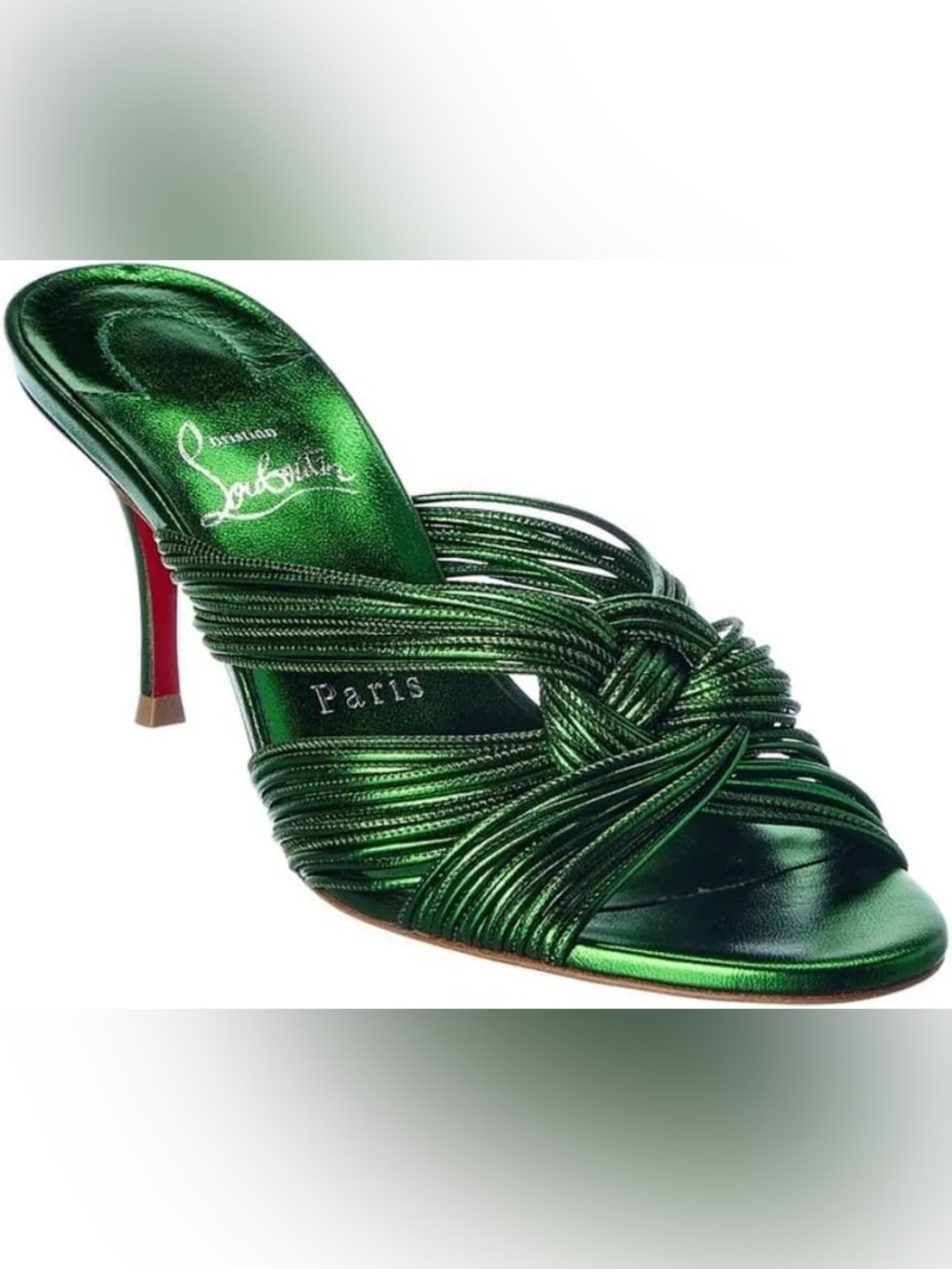 Christian Louboutin Metallic Green Knotted Slide